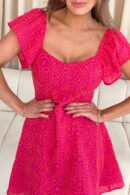 Alex Two Tone Broidery Mini Sundress Pink
