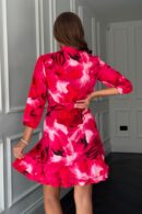 Ashton Pink Floral Frill Skirt Mini Dress