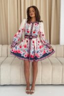 Brady Contrast Placket Floral Shirt Mini Dress