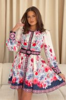 Brady Contrast Placket Floral Shirt Mini Dress