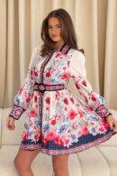 Brady Contrast Placket Floral Shirt Mini Dress