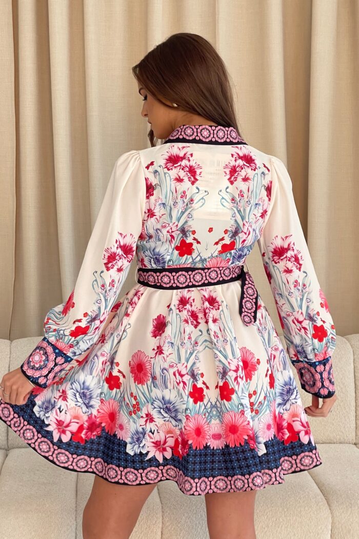Brady Contrast Placket Floral Shirt Mini Dress - Image 6