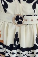 Holland Border Print Shirt Mini Dress Cream