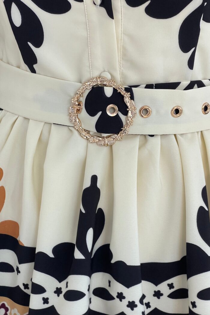 Holland Border Print Shirt Mini Dress Cream - Image 6