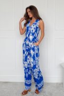 Cara Viscose Blend Printed Waistcoat In Cobalt