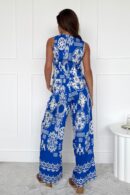 Cara Viscose Blend Printed Trouser In Cobalt