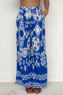 Cara Viscose Blend Printed Trouser In Cobalt