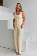 Jo Pleat Detail Tailored Trouser Ivory *NEW FIT*