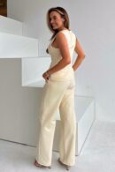 Jo Pleat Detail Tailored Trouser Ivory *NEW FIT*
