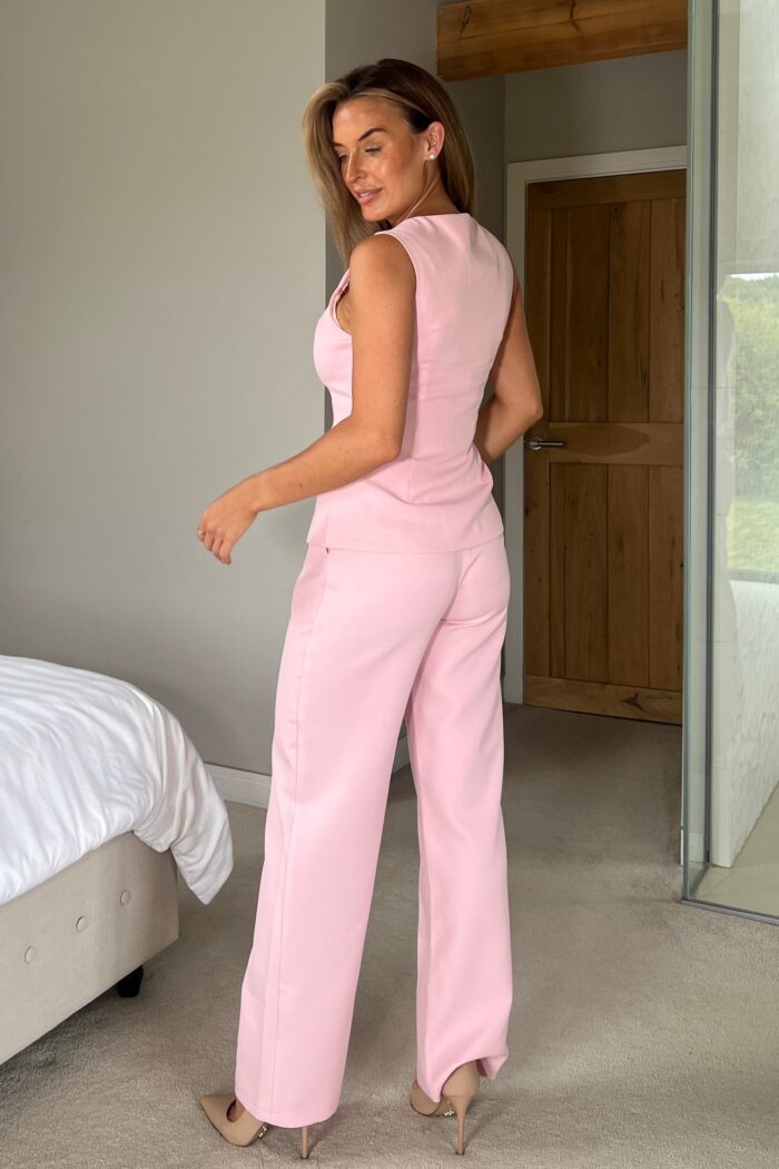 Jo Pleat Detail Tailored Trouser Pink - Image 4