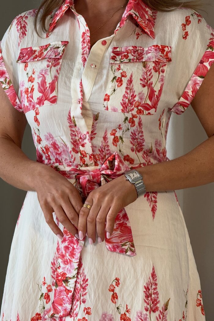 Sicily Pink Floral Mini Shirt Dress - Image 2