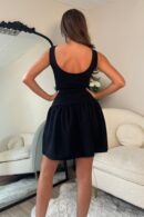 Codi Boat Neck Low Back Mini Dress Black