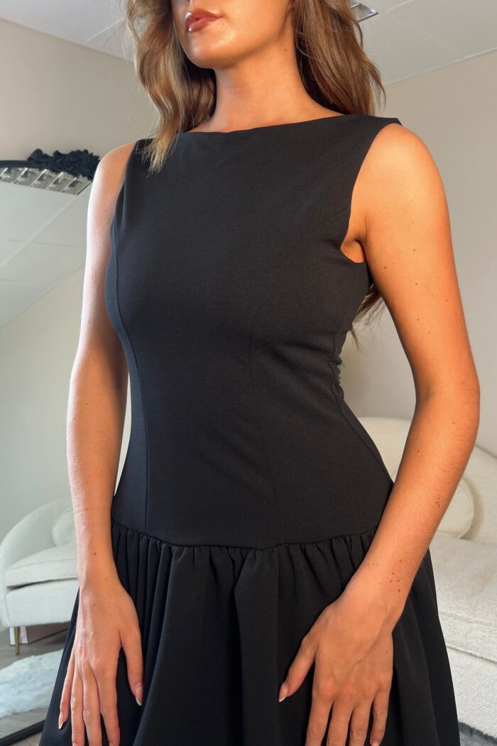 Codi Boat Neck Low Back Mini Dress Black - Image 2