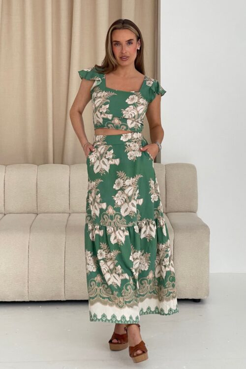 Blossom Green Floral Skirt