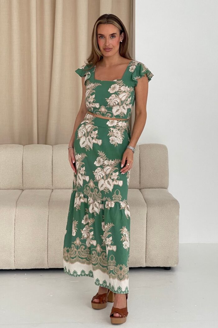 Blossom Green Floral Skirt - Image 3