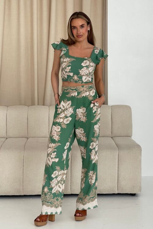 Blossom Green Floral Print Trouser