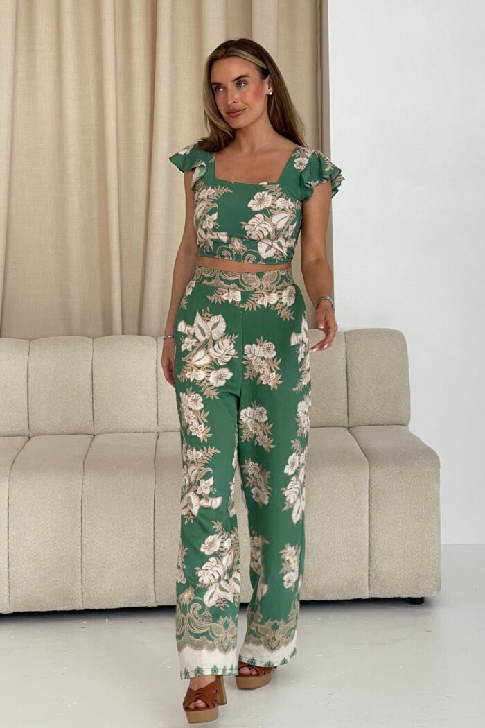 Blossom Green Floral Print Trouser - Image 3