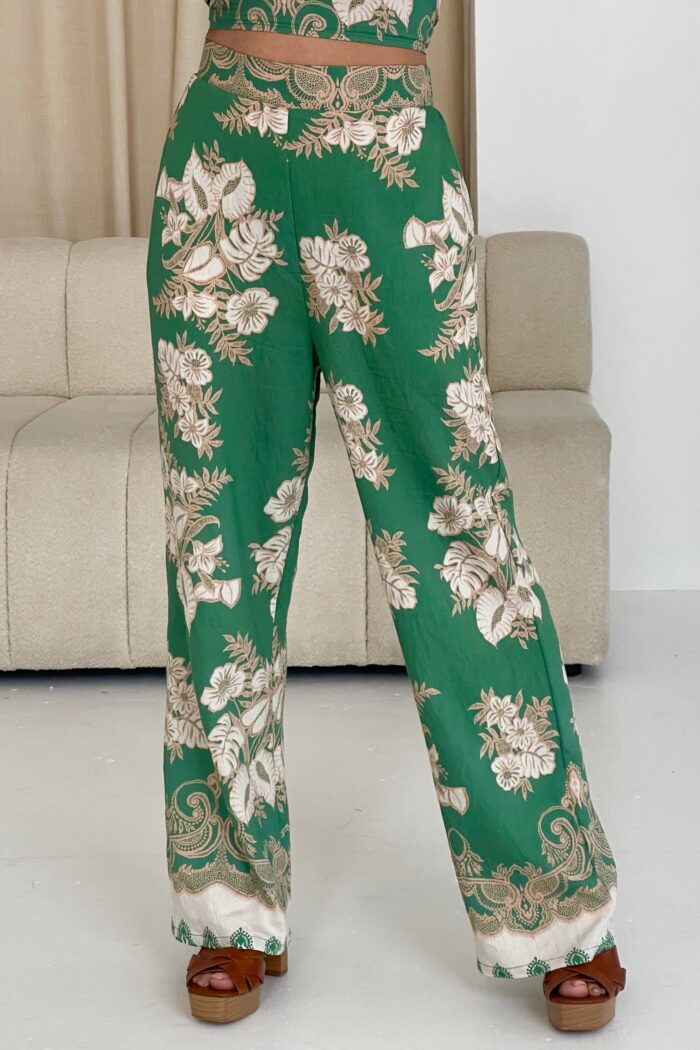 Blossom Green Floral Print Trouser - Image 2