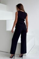 Carey High Waisted Fitted Wide Leg Trouser Black