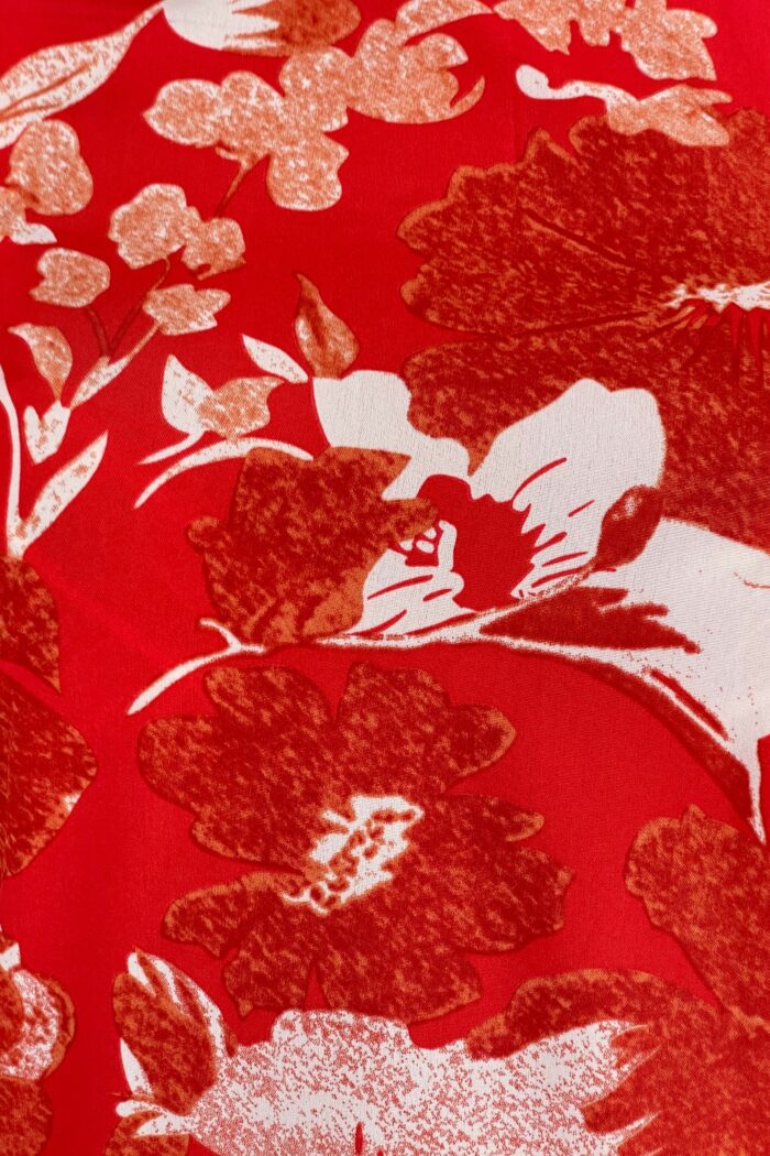 Asher Red Floral Print Frill Sleeve Top - Image 6