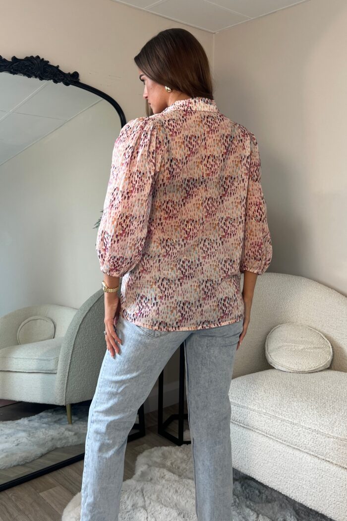 Jax Blush Foil Print Puff Sleeve Shirt - Image 5