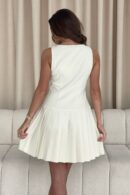 Penelope Tailored Pleated Mini Dress Cream