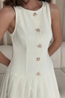 Penelope Tailored Pleated Mini Dress Cream