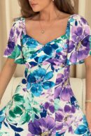 Nicola Sweetheart Neckline Mini Skater Dress Multi Floral