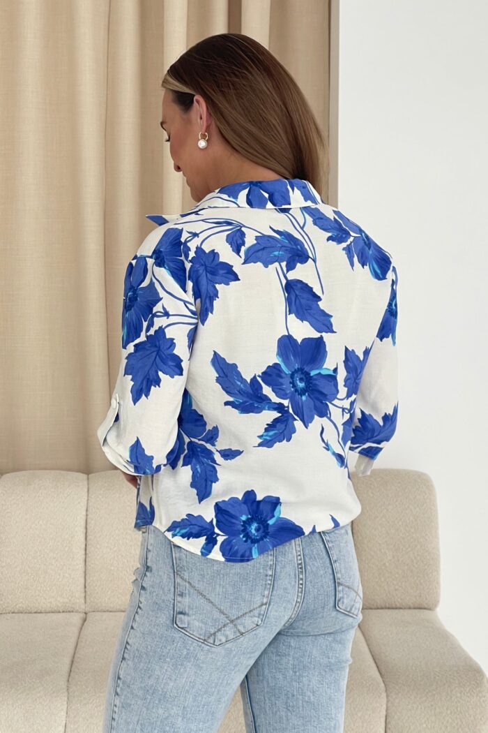 Analee Short Sleeve Shirt Blue Floral - Image 6
