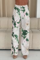 Jo Pleat Detail Tailored Trouser Ivory Floral