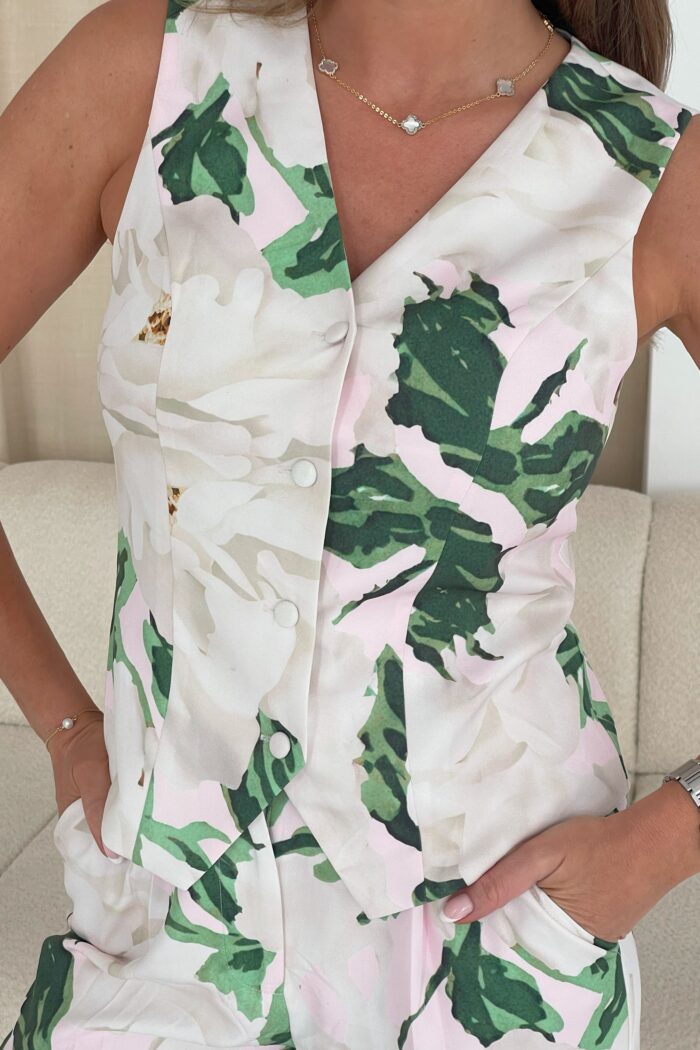 Bobbi Tailored Waistcoat Ivory Floral - Image 3