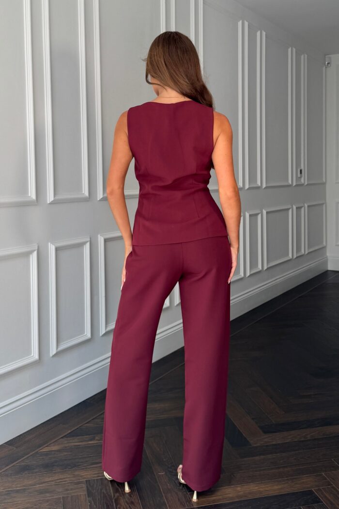Jo Pleat Detail Tailored Trouser Berry - Image 5