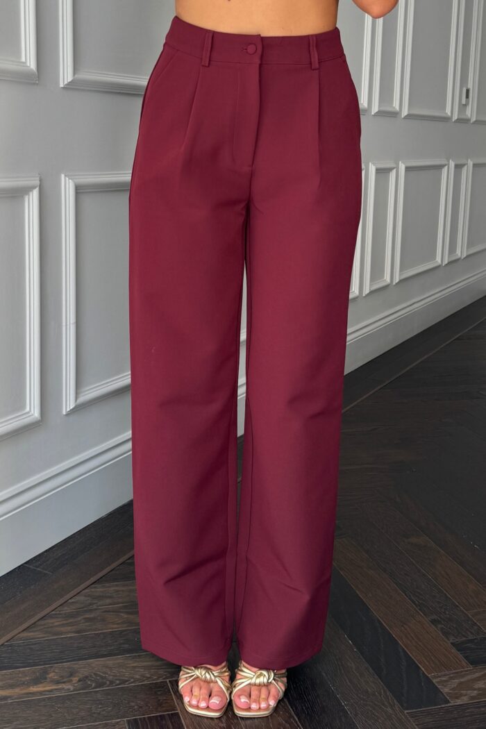 Jo Pleat Detail Tailored Trouser Berry - Image 2