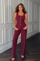 Jo Pleat Detail Tailored Trouser Berry