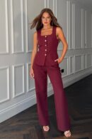 Jo Pleat Detail Tailored Trouser Berry
