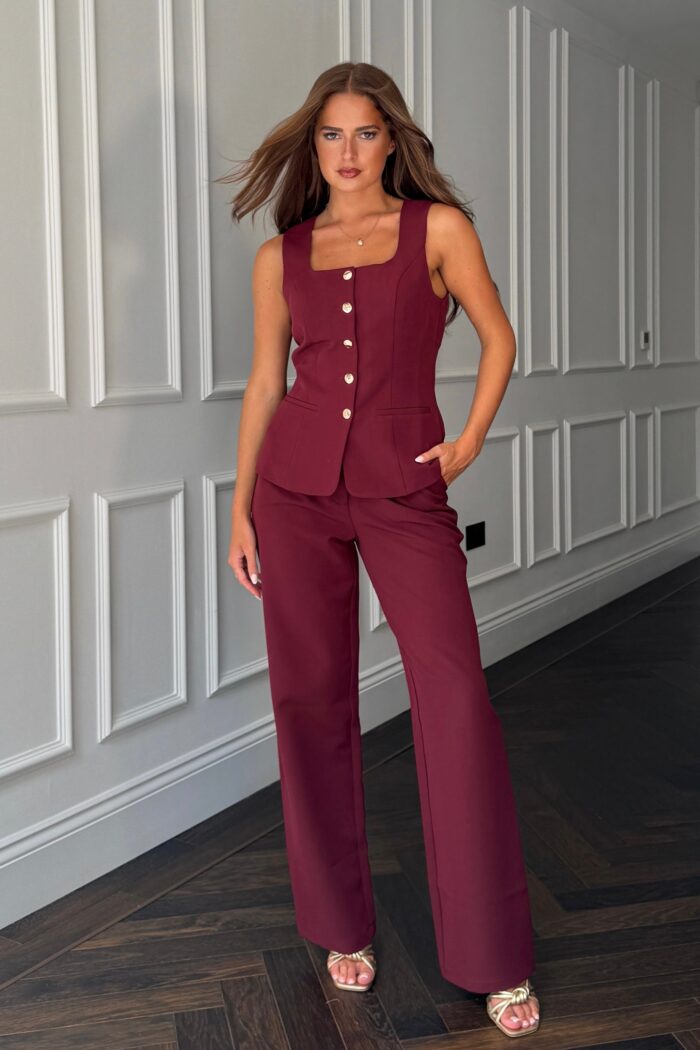 Jo Pleat Detail Tailored Trouser Berry